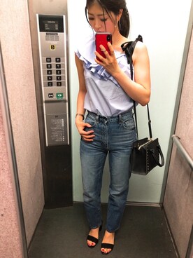 「ハイウエストストレートジーンズ」｜tokoさん（レディース・161cm）の夏コーディネート