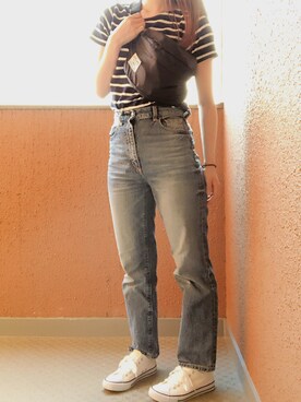 「ハイウエストストレートジーンズ」｜tokoさん（レディース・161cm）の夏コーディネート