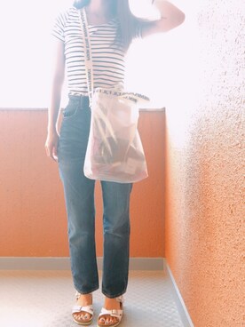 「ハイウエストストレートジーンズ」｜tokoさん（レディース・161cm）の夏コーディネート