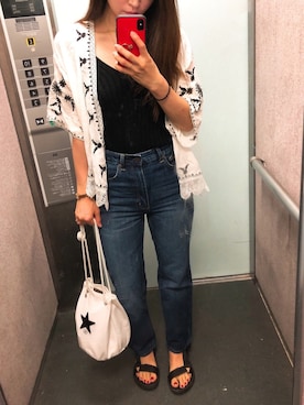 「ハイウエストストレートジーンズ」｜tokoさん（レディース・161cm）の夏コーディネート