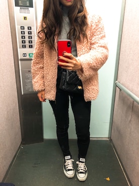「GRL（グレイル）のアイテム（ノーカラージャケット）」を使った、tokoさん（レディース・161cm）の冬コーディネート
