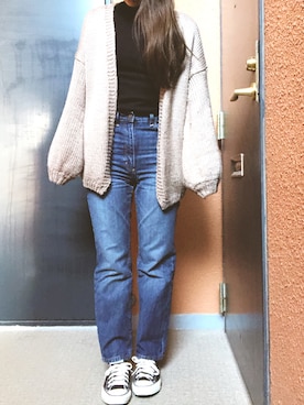 「ハイウエストストレートジーンズ」｜tokoさん（レディース・161cm）の冬コーディネート