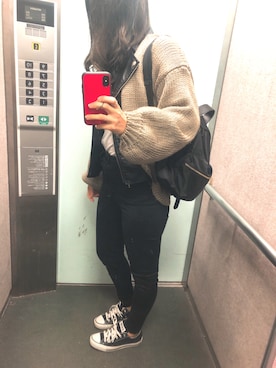 「select MOCA（セレクトモカ）のアイテム（ライダースジャケット）」を使った、tokoさん（レディース・161cm）の春コーディネート