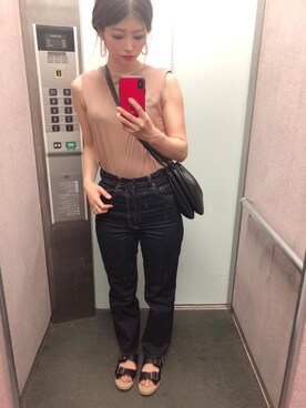 「ハイウエストストレートジーンズ」｜tokoさん（レディース・160cm）の夏コーディネート