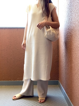 「CANAL JEAN（キャナルジーン）のfrom Lagoon(フロムラグーン) スエードペタサンダル（サンダル）」を使った、tokoさん（レディース・161cm）の夏コーディネート