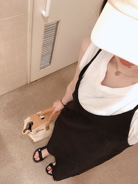 「OZOC（オゾック）のアイテム（かごバッグ）」を使った、tokoさん（レディース・161cm）の夏コーディネート