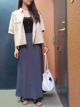 「LOWRYS FARM（ローリーズファーム）のショートＣＰＯシャツ　841006（シャツ/ブラウス）」を使った、tokoさん（レディース・161cm）の夏コーディネート