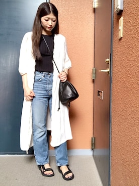 「ハイウエストストレートジーンズ」｜「アイテム（ワンピース/ドレス）」を使った、tokoさん（レディース・161cm）の夏コーディネート