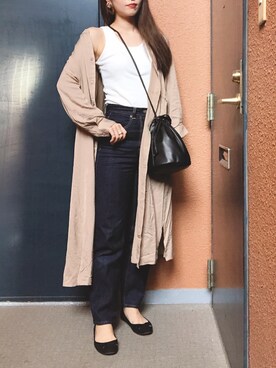 「ハイウエストストレートジーンズ」｜「アイテム（ワンピース/ドレス）」を使った、tokoさん（レディース・161cm）の秋コーディネート