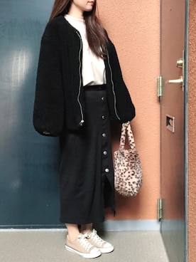 「ベージュ×ブラック」｜「アイテム（ブルゾン）」を使った、tokoさん（レディース・161cm）の秋コーディネート