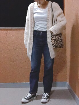 「TODAYFUL（トゥデイフル）のハンドニットカーディガン（カーディガン/ボレロ）」を使った、tokoさん（レディース・161cm）の秋コーディネート