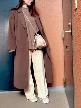 「茶色」｜「アイテム（その他アウター）」を使った、tokoさん（レディース・161cm）の冬コーディネート