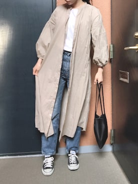 「ハイウエストストレートジーンズ」｜「アイテム（ワンピース/ドレス）」を使った、tokoさん（レディース・161cm）の春コーディネート