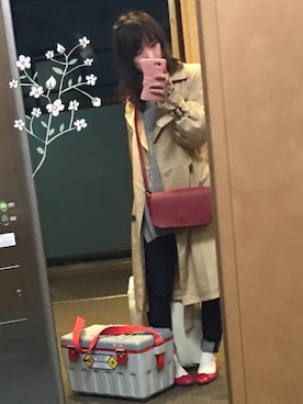 「花見」｜「アイテム（トレンチコート）」を使った、٩꒰ ´ᆺ`꒱۶yuki❁さん（レディース・152cm）の春コーディネート