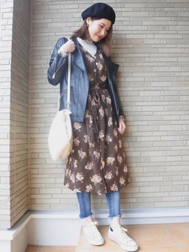 「URBAN RESEARCH（アーバンリサーチ）のアイテム（ピアス（両耳用））」を使った、 𝕐𝕌𝕂𝕚さん（レディース・160cm）の冬コーディネート