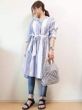 「シルバーバッグ」｜ 𝕐𝕌𝕂𝕚さん（レディース・160cm）の春コーディネート