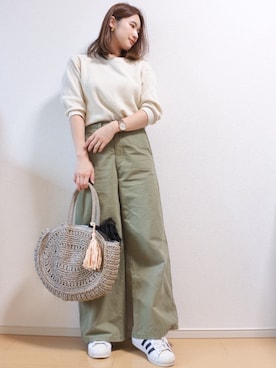「ラウンドバッグ」｜「アイテム（アクセサリー）」を使った、 𝕐𝕌𝕂𝕚さん（レディース・160cm）の夏コーディネート