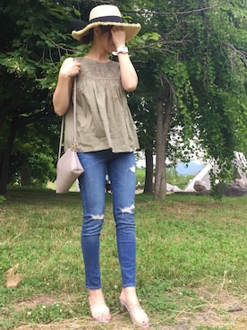 「SFW（エスエフダブリュー）のアイテム（サンダル）」を使った、 𝕐𝕌𝕂𝕚さん（レディース・160cm）の夏コーディネート