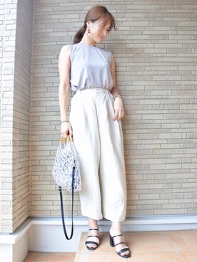 「シルバーバッグ」｜ 𝕐𝕌𝕂𝕚さん（レディース・160cm）の夏コーディネート