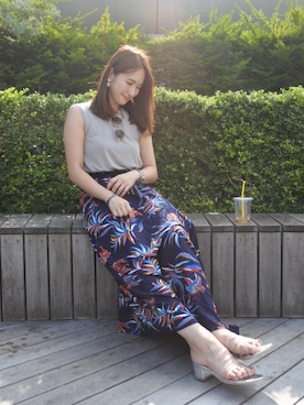 「ボタニカル」｜「アイテム（アクセサリー）」を使った、 𝕐𝕌𝕂𝕚さん（レディース・160cm）の夏コーディネート
