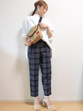 「タータンチェック」｜「アイテム（アナログ腕時計）」を使った、 𝕐𝕌𝕂𝕚さん（レディース・160cm）の秋コーディネート