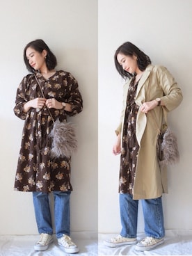 「SEVENDAYS=SUNDAY（セブンデイズサンデイ）のアイテム（トレンチコート）」を使った、 𝕐𝕌𝕂𝕚さん（レディース・160cm）の冬コーディネート