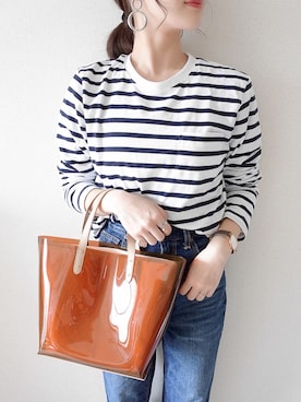 「ハイウエストストレートジーンズ」｜ 𝕐𝕌𝕂𝕚さん（レディース・160cm）の春コーディネート