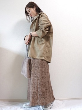 「秋のカフェオレコーデ」｜「アイテム（モッズコート）」を使った、 𝕐𝕌𝕂𝕚さん（レディース・160cm）の秋コーディネート
