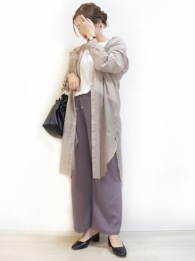 「シアーシャツワンピース」｜「アイテム（シャツワンピース）」を使った、 𝕐𝕌𝕂𝕚さん（レディース・160cm）の春コーディネート