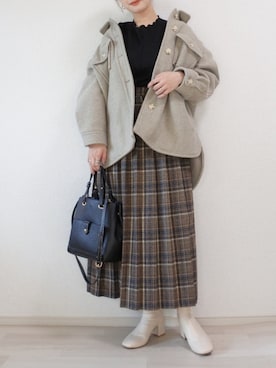 「アンポケット」｜ 𝕐𝕌𝕂𝕚さん（レディース・160cm）の秋コーディネート