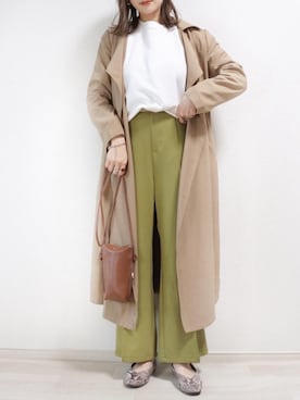 「ピスタチオ」｜「アイテム（トレンチコート）」を使った、 𝕐𝕌𝕂𝕚さん（レディース・160cm）の冬コーディネート