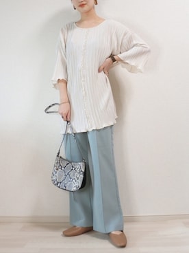 「green label relaxing（グリーンレーベルリラクシング）のアイテム（ピアス（両耳用））」を使った、 𝕐𝕌𝕂𝕚さん（レディース・160cm）の春コーディネート