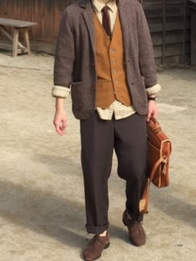 テーラードジャケットを使った 茶系コーデ の人気ファッションコーディネート ユーザー その他ユーザー Wear