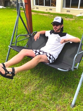 「CUSHMAN（クッシュマン）のアイテム（トップス）」を使った、romeohさん（メンズ・168cm）の夏コーディネート