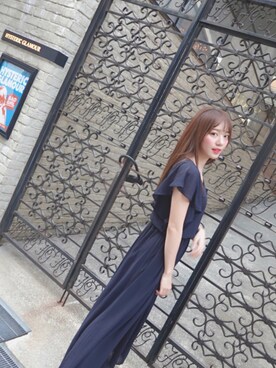「ドレスアップ」｜「アイテム（オールインワン・サロペット）」を使った、Yunpoliさん（レディース・158cm）の春コーディネート