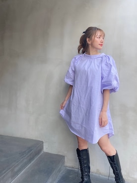 「ミーア」｜「アイテム（シャツワンピース）」を使った、Yunpoliさん（レディース・158cm）の春コーディネート