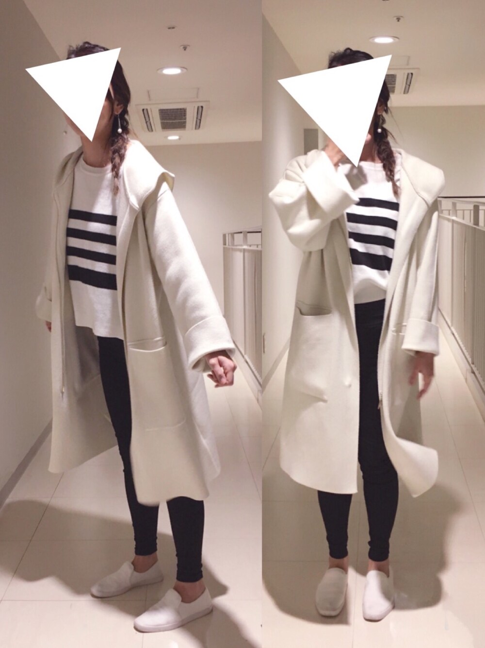 「ootd、オトナカジュアル、ホワイト×ブラック、dholic、ZARA、編み込みヘア、冬休み」｜「ZARAのアイテム（ジャケット/アウター、ホワイト系）」を使った、Lisaさん（レディース・162cm）の冬コーディネートの1枚目の写真