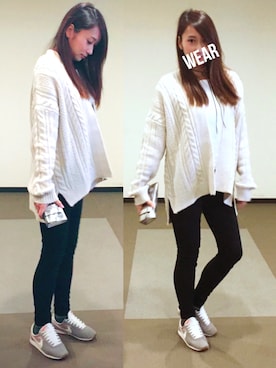 「ブラック×ホワイト」｜「アイテム（財布/小物）」を使った、Lisaさん（レディース・162cm）の冬コーディネート
