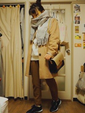 「archives（アルシーヴ）のアイテム（チェスターコート）」を使った、ゆきのさん（レディース・151cm）の冬コーディネート