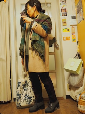 「archives（アルシーヴ）のアイテム（チェスターコート）」を使った、ゆきのさん（レディース・151cm）の冬コーディネート