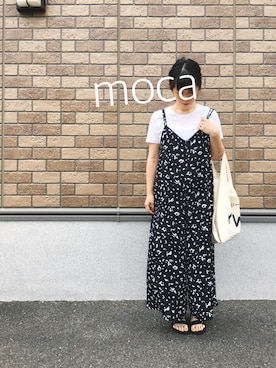 「マタニティコーデ」｜「アイテム（つなぎ/オールインワン）」を使った、mocaさん（レディース・163cm）の夏コーディネート