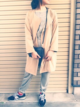 「H&M（エイチ・アンド・エム）のアイテム（チェスターコート）」を使った、MIYUさん（レディース・160cm）の春コーディネート
