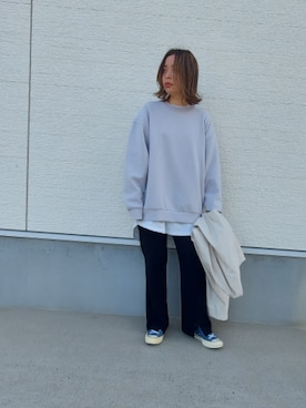 「GLOBAL WORK（グローバルワーク）のAir Cushionクルー/S/924962（スウェット）」を使った、こなつさん（レディース・156cm）の冬コーディネート