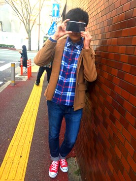 「Calvin Klein PLATINUM（カルバン・クライン プラティナム）のアイテム（ジャケット/アウター）」を使った、そういちろうさん（メンズ・180cm）の冬コーディネート