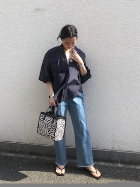 「フリンジデニム」｜「アイテム（アクセサリー）」を使った、umi_lemageさん（レディース・161cm）の春コーディネート