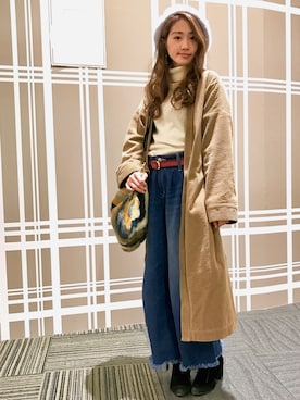 「AS KNOW AS PINKY（アズノゥアズピンキー）のアイテム（ハンチング/ベレー帽）」を使った、柚さん（レディース・153cm）の冬コーディネート