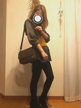 「Narcissus（ナルシス）のアイテム（デニムパンツ）」を使った、柚さん（レディース・153cm）の秋コーディネート