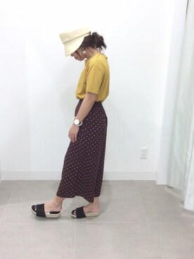 「カラーTシャツ」｜「アイテム（キャップ）」を使った、hitoさん（レディース・155cm）の春コーディネート