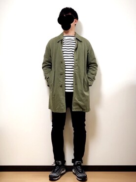 「JOURNAL STANDARD relume（ジャーナルスタンダード　レリューム）のアイテム（ステンカラーコート）」を使った、takaさん（メンズ・173cm）の春コーディネート