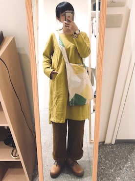 「MUJI」｜「アイテム（ワンピース/ドレス）」を使った、りラ🇹🇼さん（レディース・160cm）の春コーディネート